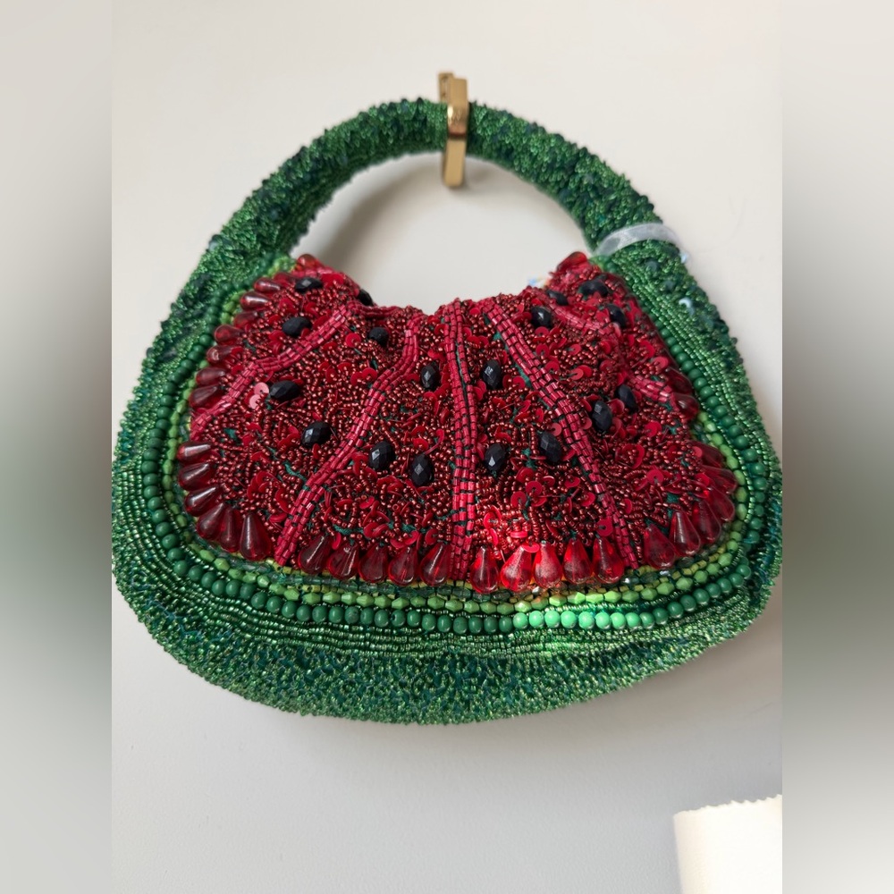 Beaded Watermelon bag with beaded charm - Picture 5 of 5